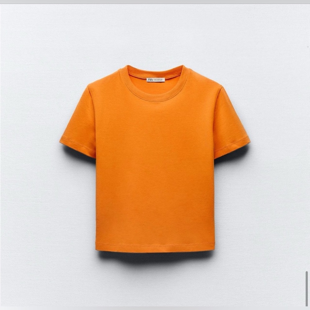 Orange Zara Cropped T-Shirt